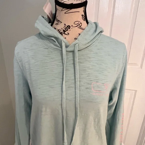 NWT Vineyard Vines Lightweight Aqua Haze Hoodie | Whale Logo | Size S - Picture 3 of 14